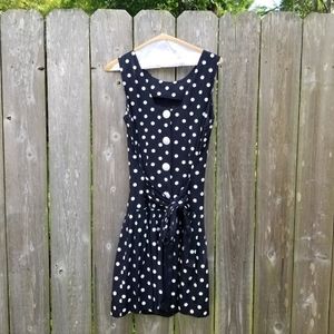 Adorable 50s-60s VINTAGE B&W Polka Dot Dress